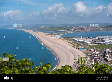 Chesil Beach From Above Portland Dorset England Stock Photo Alamy