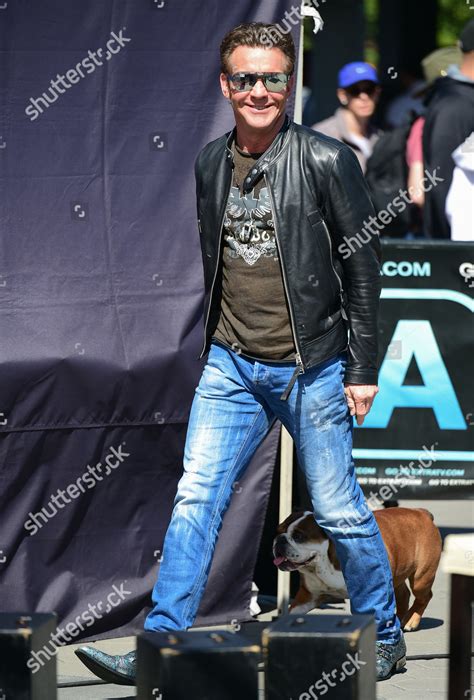 Dennis Quaid His Dog Peaches Editorial Stock Photo Stock Image