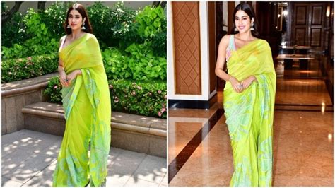 Janhvi Kapoor Teams Floral Saree With Bralette For Mili Promotions Serves A Jaw Dropping Look