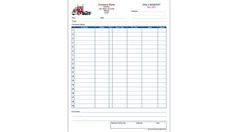 Daily Manifest And Trip Sheet