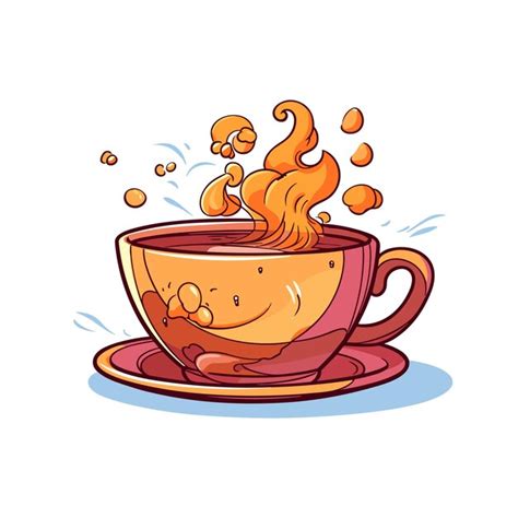 Premium Vector Cartoon Tea Hd Contour Flat Color Cartoon