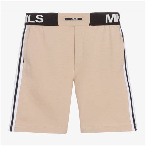 Monnalisa Boys Beige Cotton Logo Shorts Childrensalon Outlet