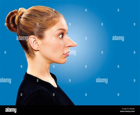 Close Up Of A Young Woman With Long Nose Stock Photo Alamy