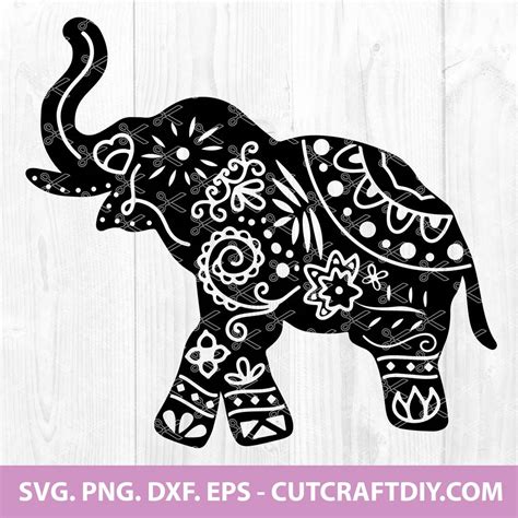 Elephant Mandala SVG PNG DXF EPS Cut Files Cricut Silhouette