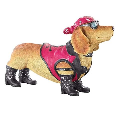 Dachshund Bikers Garden Figurine