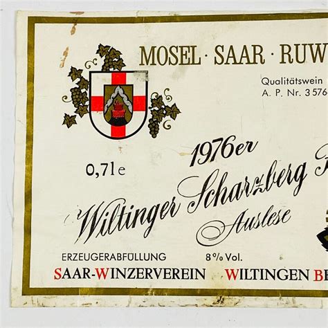 Wiltinger Scharzberg Mosel Saar Ruwer German Wine Bottle Label Vtg Ebay