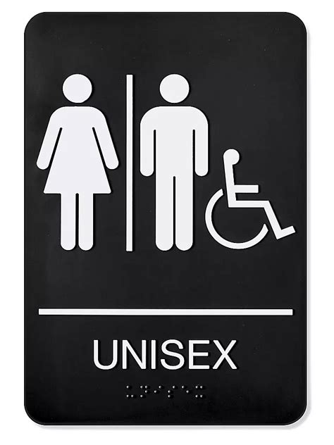 Plastic Accessible Restroom Sign Unisex Black S 25698bl Uline