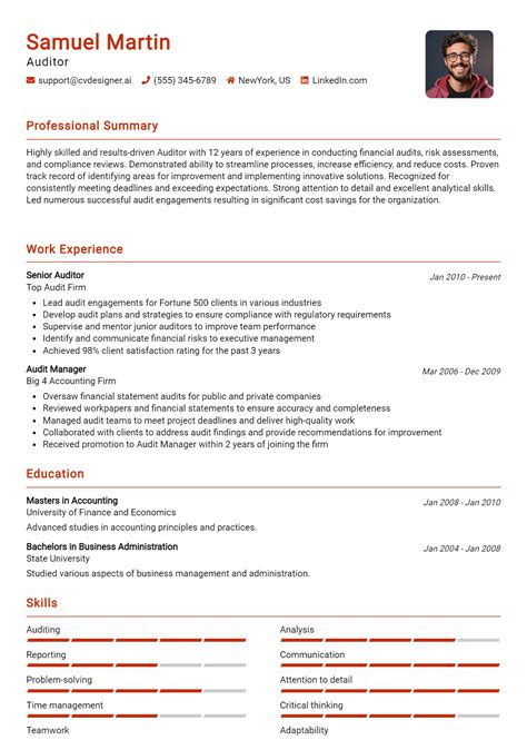 Lead Auditor Resume Examples And Templates For Tes Cvdesigner Ai