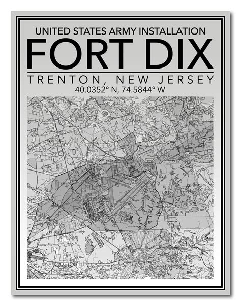 Wall Art Map Print Of Fort Dix New Jersey Joint Base Etsy