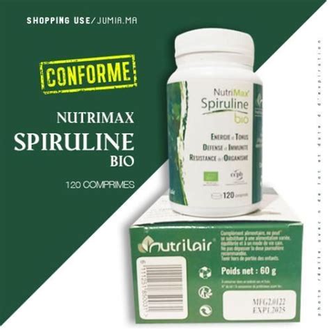 Nutrimax Spiruline Bio 120 Cps Conforme Produit Labo à Prix Pas Cher Jumia Maroc