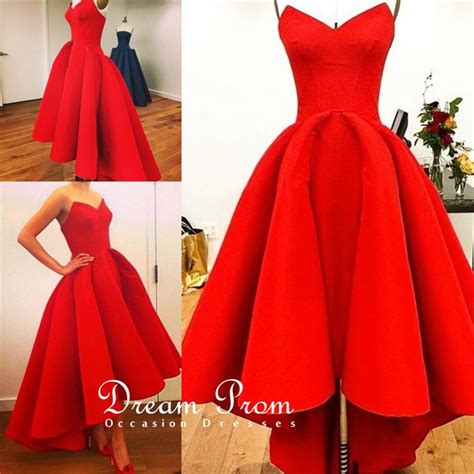 Sweetheart High Low Red Strapless Prom Dress Graduation Dresses On