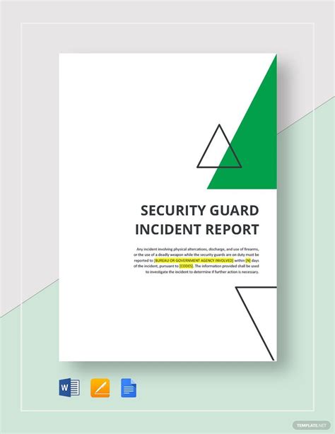 Security Guard Incident Report Template in Word, Pages, Google Docs ...