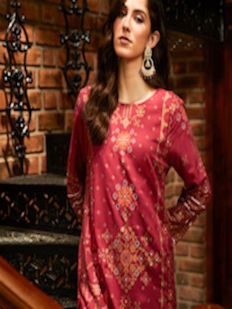 Buy Anouk Women Red And Golden Ethnic Motifs Printed Gotta Patti Kurta