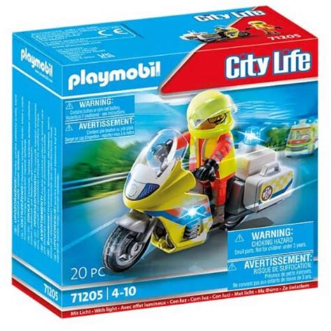 Playmobil City Life Rescue Motorcycle With Flashing Light Building Set