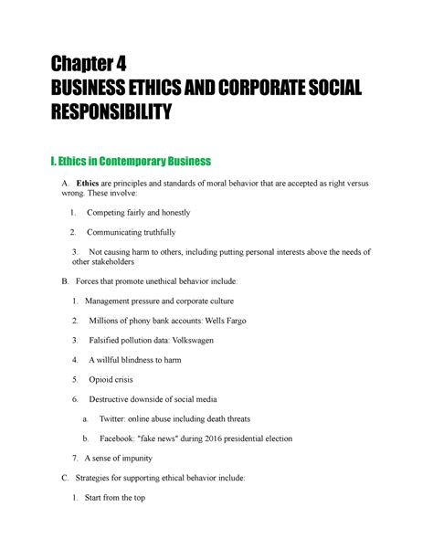 Chapter Notes Chapter Business Ethics And Corporate Social