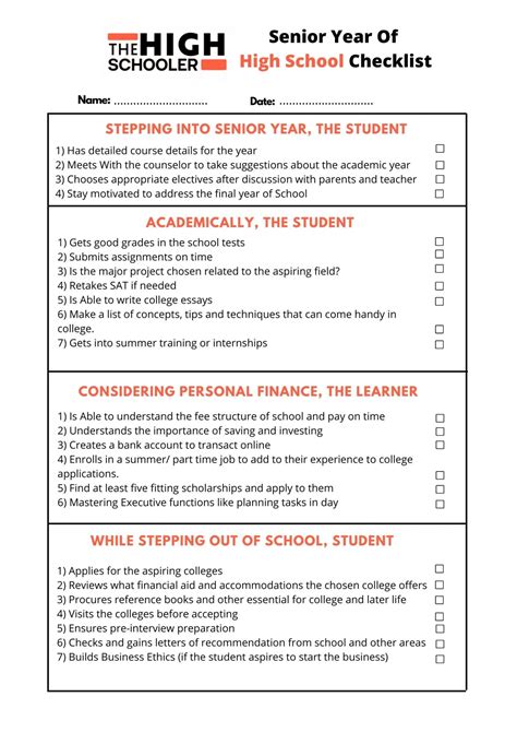 Senior Year Of High School Complete Checklist [PDF Included ...