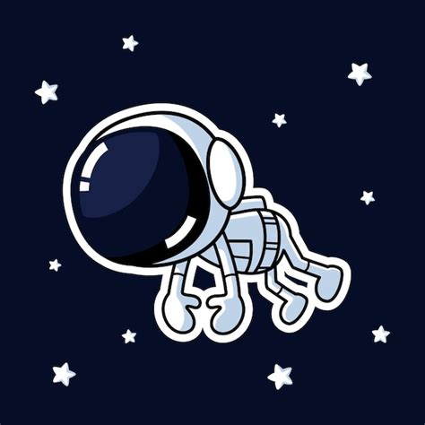 Lindo Personaje De Dibujos Animados De Astronauta Flota En El Espacio Premium Gráfico Vectorial