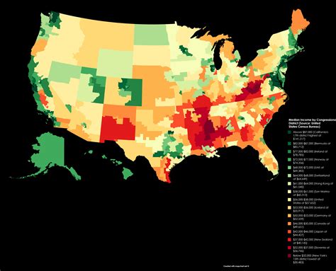 Median Income By Congressional District Source United States Census Bureau R Mapporn