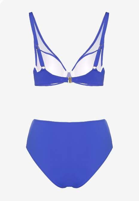 Niebieskie Bikini Z Siateczkowymi Zdobieniami Biustonosz I Majtki Typu Figi Linelissa Renee