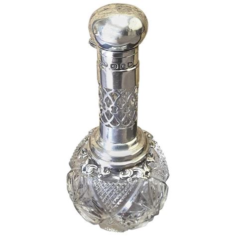 Sterling Silver Perfume Bottle Birmingham Dated 1899 Cut Glass Bottle