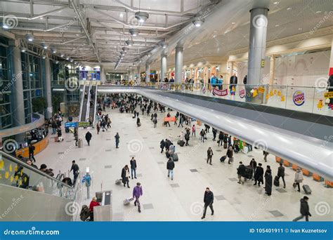 Moscow, Russia - January 29, 2017: Interior Domodedovo Airport`s ...