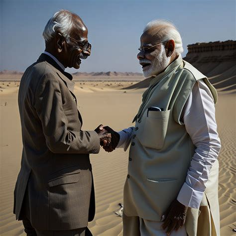 Krea Ai Mahatma Gandhi And Narendra Modi Shaking Hands In