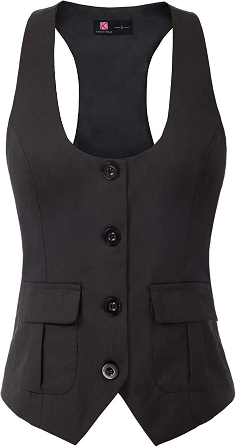 Kancy Kole Women Waistcoat Button Vintage Vest Regular Fitted Fashion