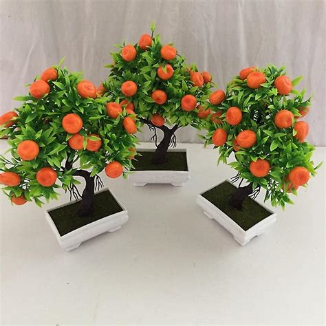 Plantes artificielle Bonsaï Orange Pots en plastique petit arbre