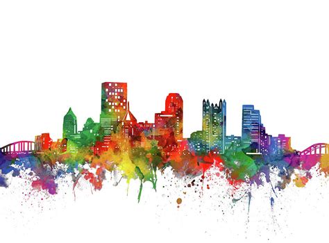 Pittsburgh City Skyline Watercolor Digital Art By Bekim M Fine Art