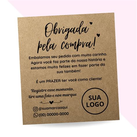 Cartão Personalizado Kraft 100un Agradecimento ao Cliente Shopee Brasil