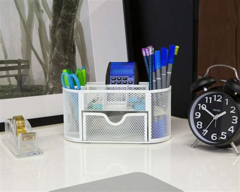 White Mesh Desk Organisers Osco Desk Organiser With Drawer