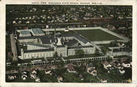 Aerial View Wisconsin State Prison Waupun Wi Postcard