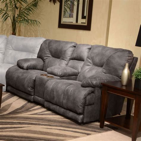 Voyager Power Lay Flat Reclining Console Loveseat Slate Catnapper Furniture Cart