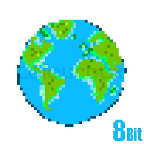 Earth Day Pixel Save The Earth Concept Style Bit Stock Vector