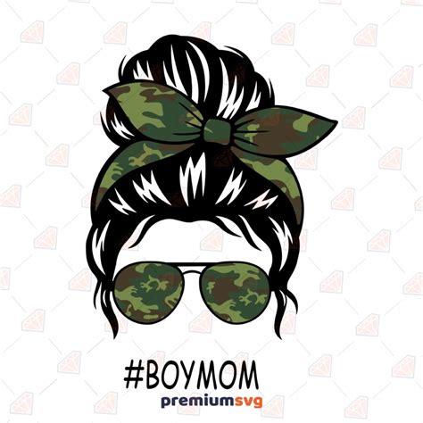 Camo Messy Bun Svg Cut File Camo Mom Skull Svg Premiumsvg