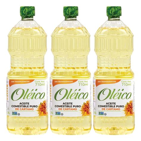 Aceite Comestible Oléico Puro de Cártamo 3 pzas 710 ml c u a precio de