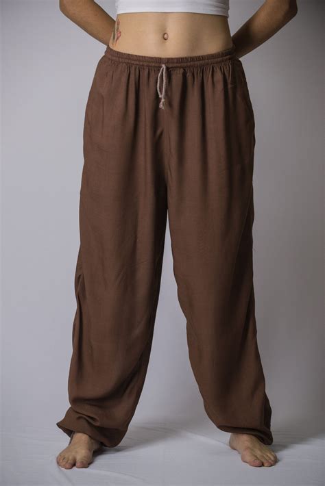 Solid Color Drawstring Womens Yoga Massage Pants In Brown Harem Pants