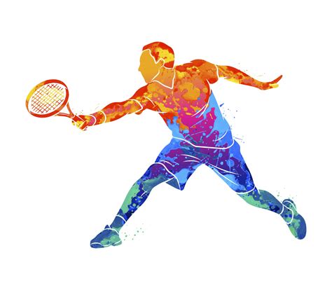 Abstract Tennis Player With A Racket From Splash Of Watercolors Vector