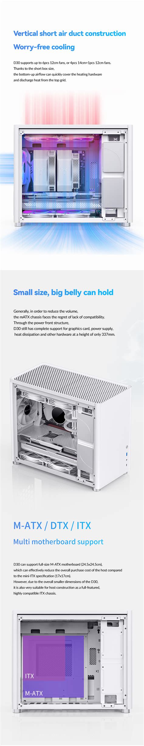 JONSBO D30 WHITE Mini Micro ATX Tower Computer Case Aluminum Steel