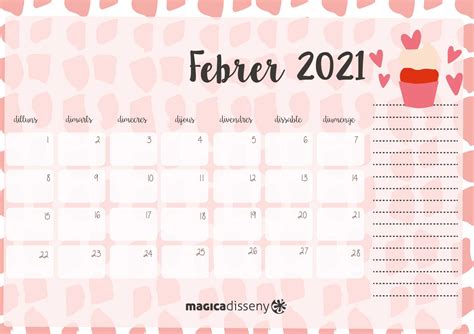 Calendario Febrero 2021 Magica Disseny