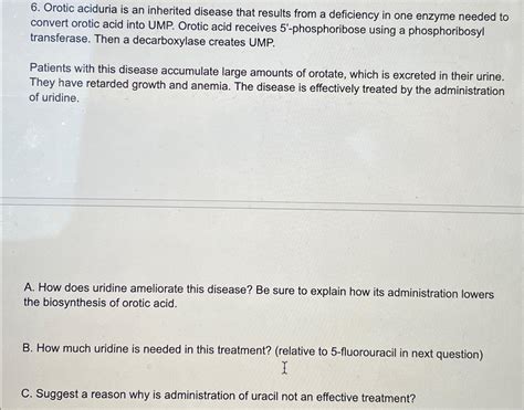 Solved Orotic aciduria is an inherited disease that results | Chegg.com