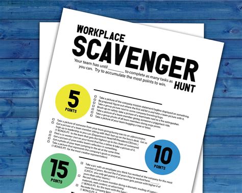 Workplace Team Scavenger Hunt Printable Activity Work Team Building Challenge Printable Co