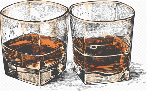 Hd Two Whisky Wine Shot Glasses Drawing Sketch Png Citypng