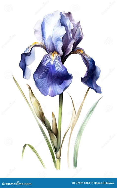 Watercolor Blue Iris Flower Stock Illustration Illustration Of Flora