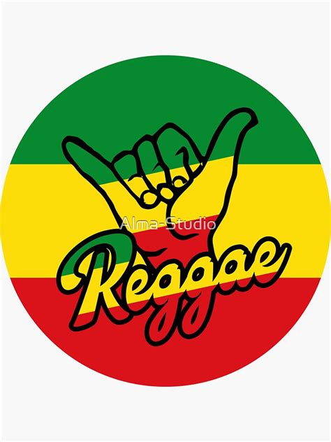 Reggae Design With Shaka Hand Aloha Sign Sticker By Alma Studio