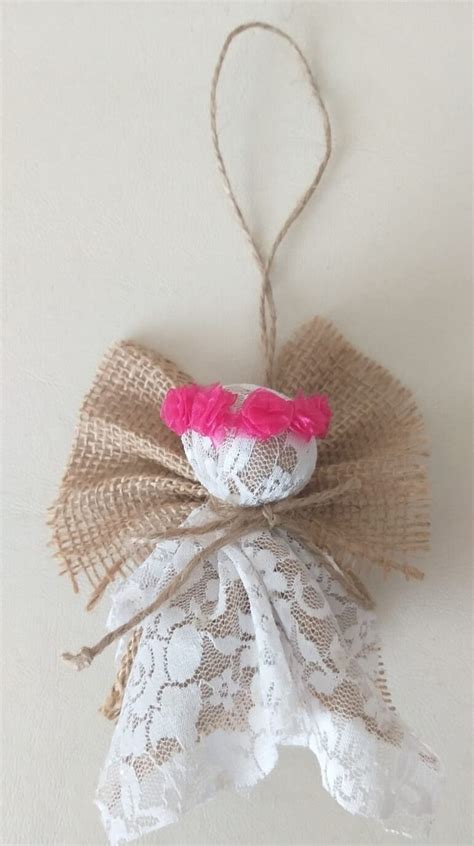 Burlap Christmas Tree Ornaments Jut Angel Trim Ornaments - Etsy