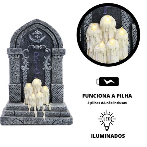 Lapide Halloween Velas Led Pra Cemit Rio Assutador