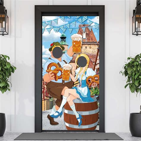 Amazon Oktoberfest Photo Prop Set Bavarian Check Flag Door Cover