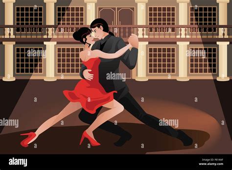 A Vector Illustration Of Young Couple Dancing Tango Stock Vector Image