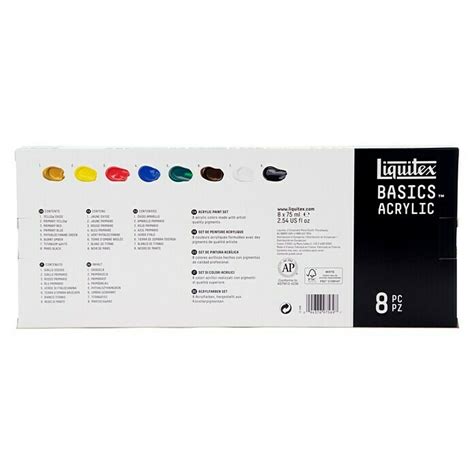 Liquitex Basics Acrylfarben Set Farbig Sortiert 8 Stk X 75 Ml Tube